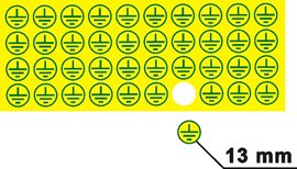 Samolepka DT012k Znak ochranné uzemnění zelený tisk/průměr 13mm