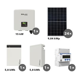 FVE sestava: 15kW SOLAX měnič 3f+11,6 kWh TRIPLE Power+Panely 9,84Wp+elektroměr 3f